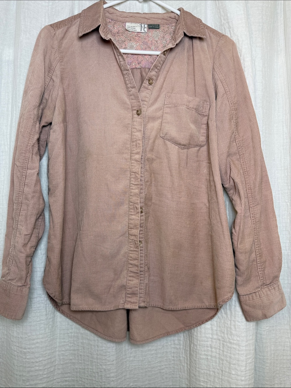 Anthropologie "Building" Floral Corduroy Button Down Shirt - Size 4